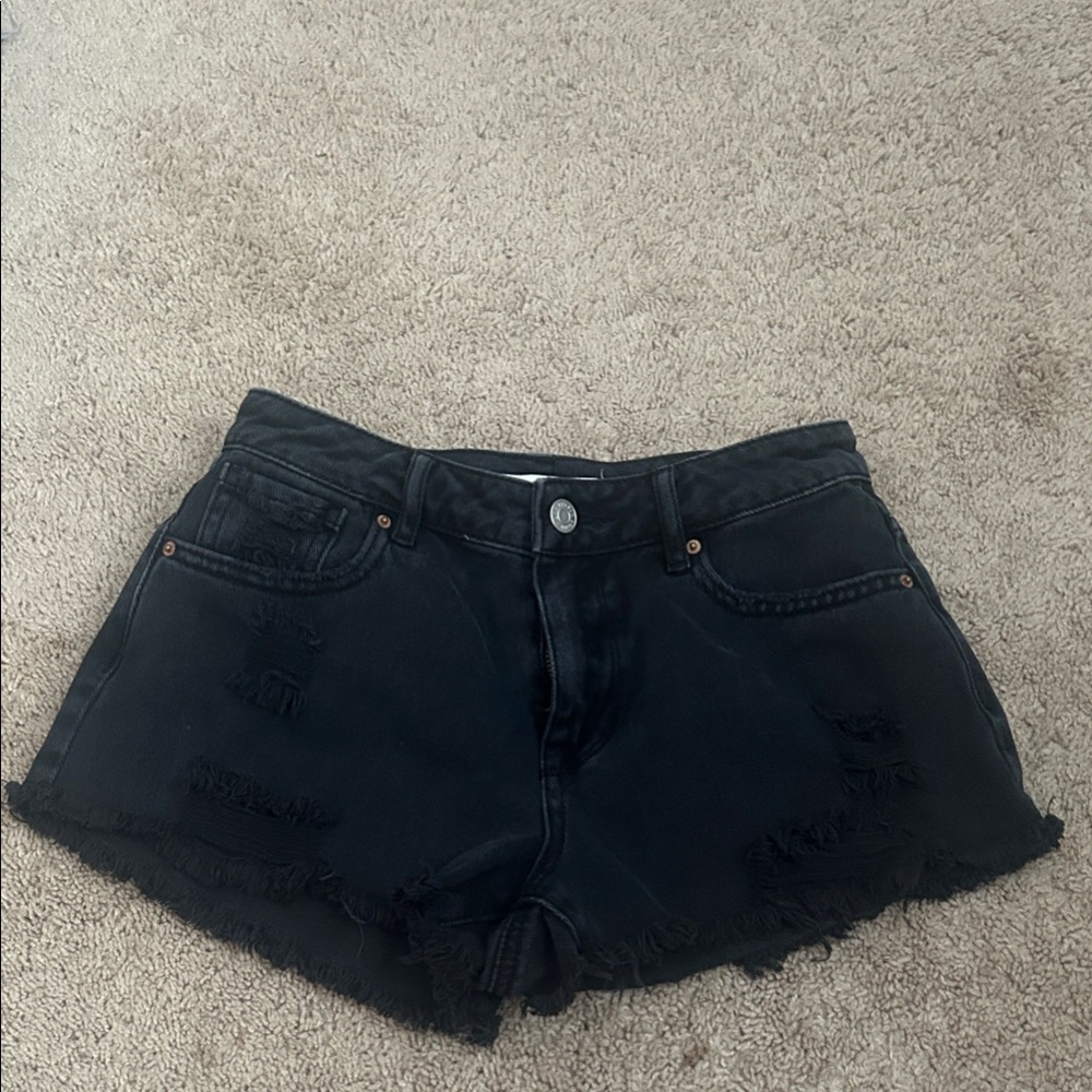 PacSun Dark Denim Frayed Jean Shorts